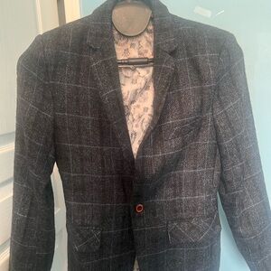 Men's Windowpane Wool-Blend Blazer - Black/Grey